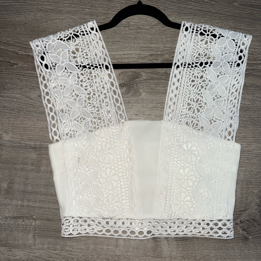 Charlotte Russe White Lace Crop Tank Top
